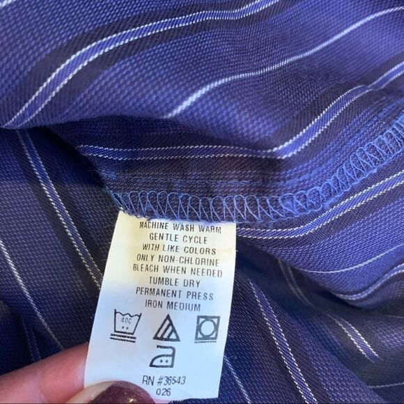 Kenneth Cole Reaction Blue Striped Button Down Shirt - Picture 8 of 9